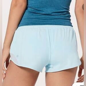 Lululemon Hotty Hot Shorts High Rise 2.5” Lined Baby Blue Size 14 EUC